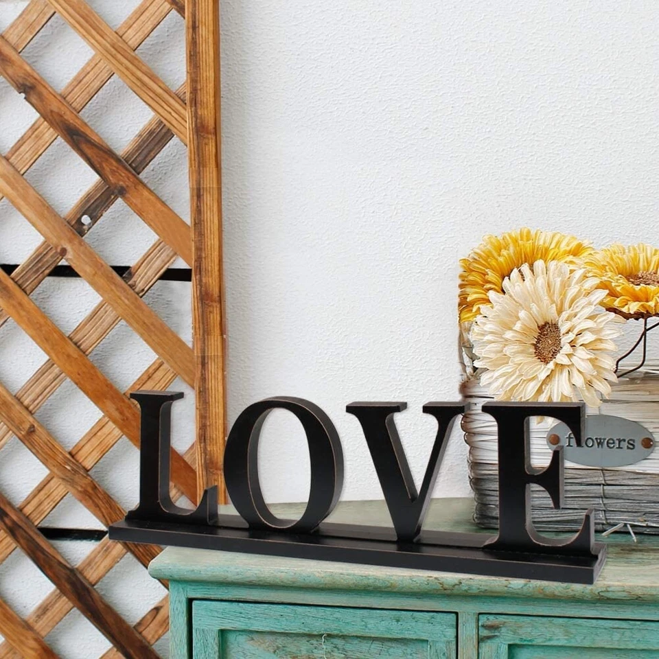 Rustic Wood Home Sign for Home Decor Set of 3, Decorative Wooden Cutout Word Dec - Image 3 of 4