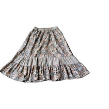 VTG 70s Brown Floral Hippie Skirt Sz S/M Earth Tones Festival Prairie 26"W