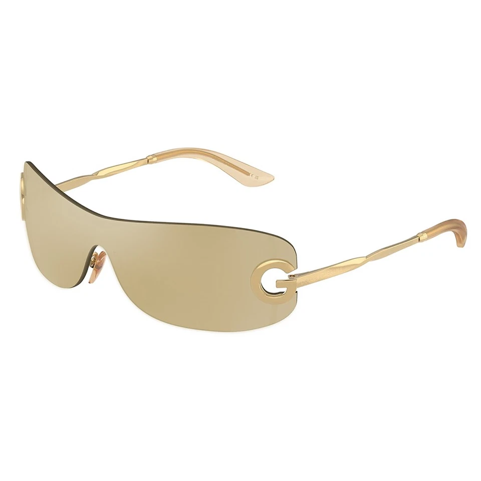 Dolce & Gabbana DX 2001 02/6E Gold Metal Shield Sunglasses Gold Mirror Lens