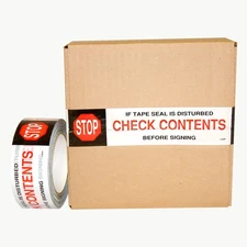 JVCC Printed Packaging Tape (PP20): 2 in. x 110 yds. (White/Red/Black CHECK CONT