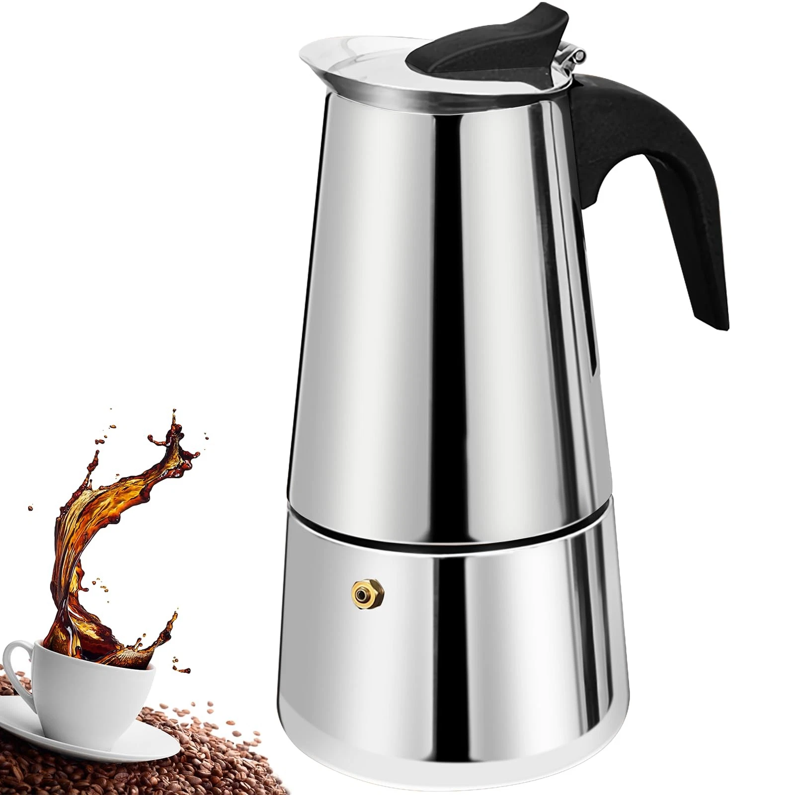 DITOSH 12 Cup Stovetop Espresso Maker Stainless Steel Moka Pot 12 Cup, Silver