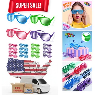 12 Pack Shutter Glasses Shades Sunglasses, Neon Color Plastic Glasses for Kid...