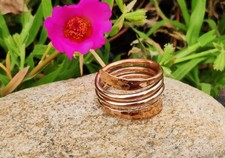 Stunning Handmade Solid Heavy Pure Copper Hammered Adjustable Ring Gift For Her