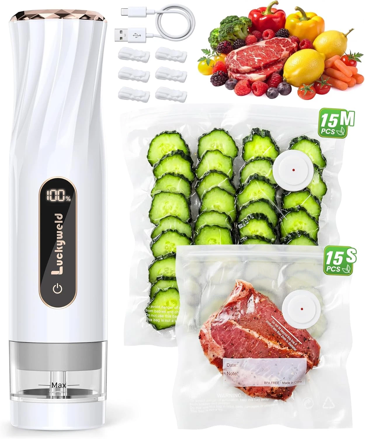 Compact Vacuum Sealer for Food: Powerful Handheld Vacuum Sealer Machine & 30 Reu