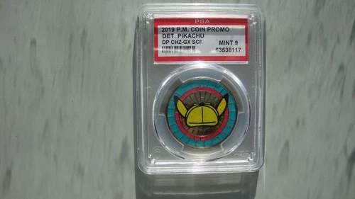 PSA 9 DETECTIVE PIKACHU CHARIZARD GX CASE FILE METAL COIN PROMO 2019 POKEMON
