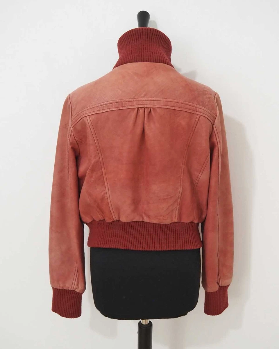 APART Damen Lederjacke Blouson Gr. 38 Antik Rot Nappaleder Vintage Bomberjacke