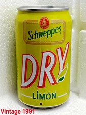 SCHWEPPES DRY Vintage Empty Soda Can 330ml Türkiye 1991 Top Open Collectible