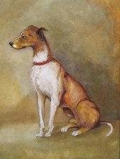 Quadro Olio Dipinto Liberty Stile Antico Cane Levriero Caccia 29x23