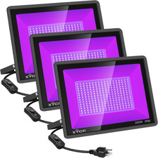 3 Pack 200W Waterproof LED Black Lights for Parties Glow Events