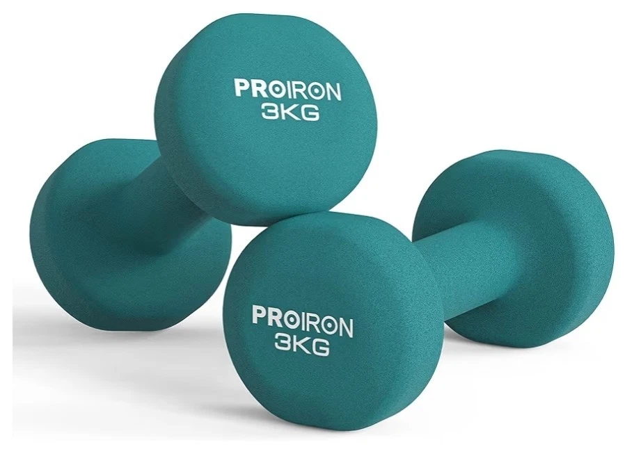 Pro Iron Neoprene Dumbbells 2 x 3kg Set Home Fitness Weights