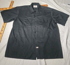 Dickies Shirt Mens 2XL XXL Black Workwear Skate Button Down Casual Flap Pockets