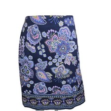 Talbots Navy Pink Floral Stunning Business Work Vacation Women's Skirt 18