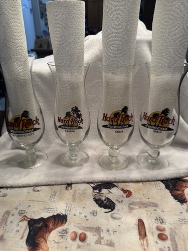 Hard Rock Cafe Hurricane Gläser verschiedene Städte 4 Stück Top Zustand - Bild 1 von 6