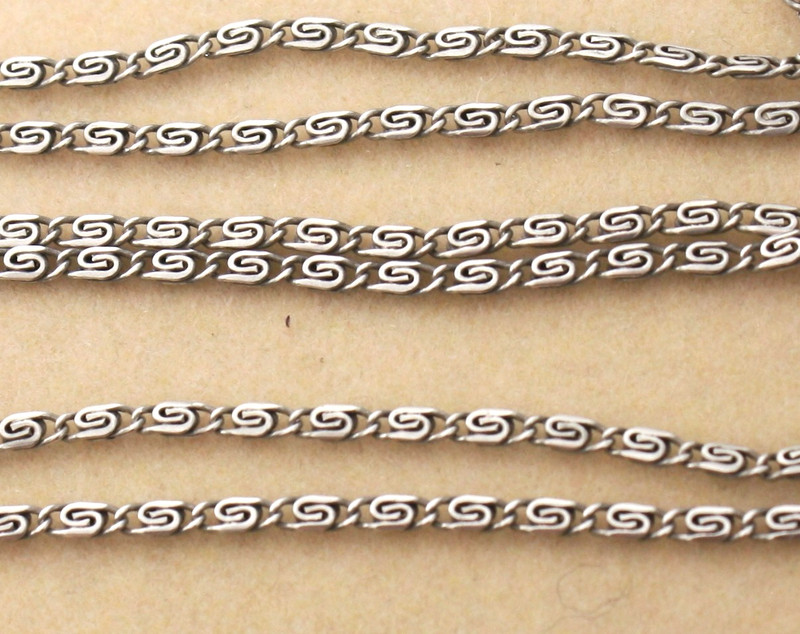 Antique Vintage Sterling Silver 925 Scroll Chain Necklace 18"; 3.6 g