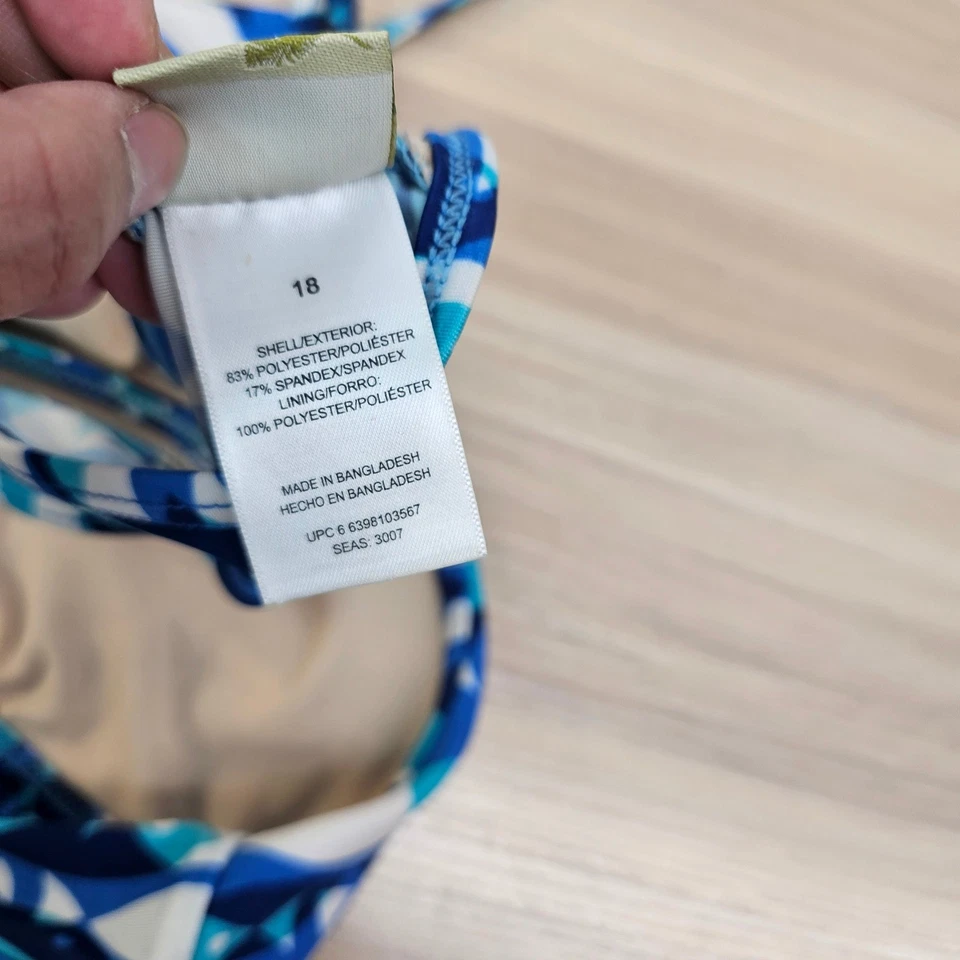 Triangle Bikini Top Womens 18 XL Blue Fish Sea Life V Front Swim Beach ISLANDER - Image 4 of 4