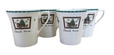 Set of 4 Mikasa Christmas Wish "Special Times"  "Santas On His Way" Mugs HK713