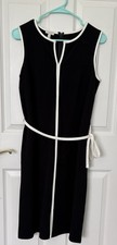 Talbots women’s sleeveless Dress Size 6 Black White Trim Original $129