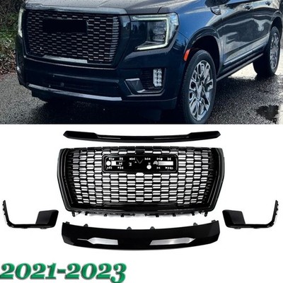 5PCS/Set Front Grille Hood Trim Molding Black For GMC Yukon XL Denali 2021-2023