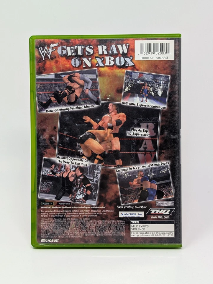 WWF Raw (Microsoft Xbox, 2002) - CIB Complete WWE - Image 2 of 3
