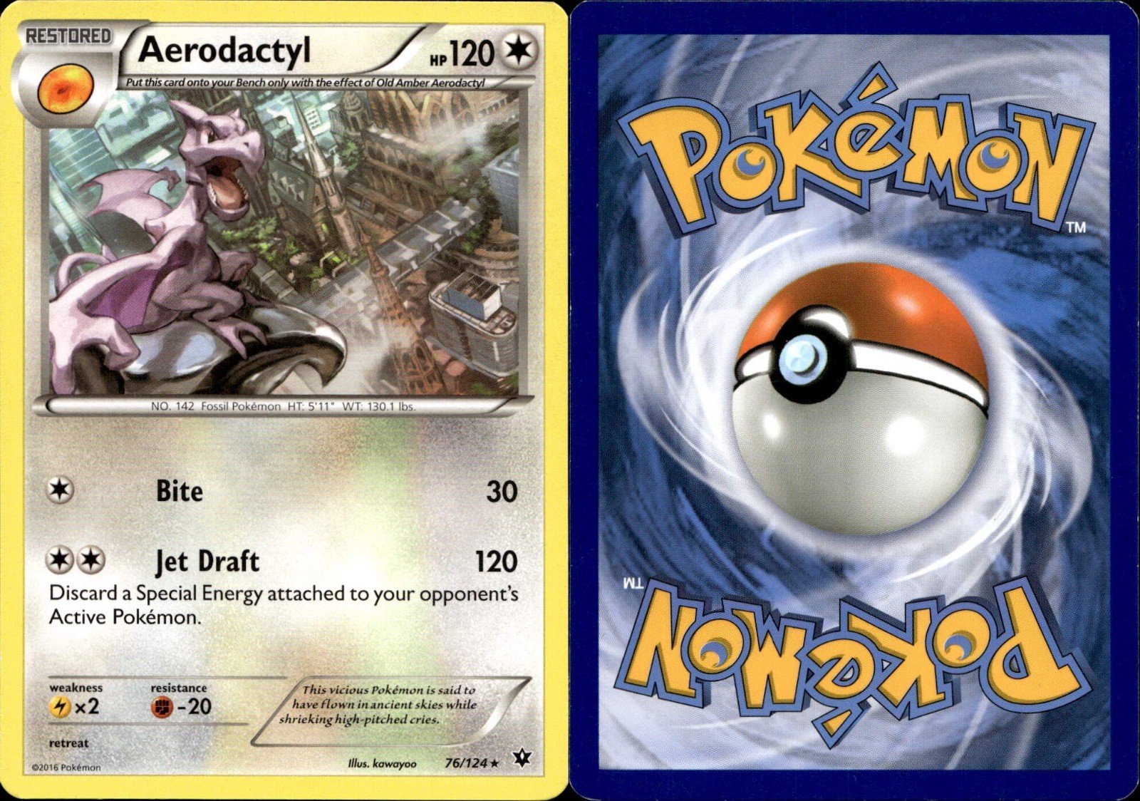 Aerodactyl Regular 76/124 Fates Collide 2016 Pokemon TCG LP