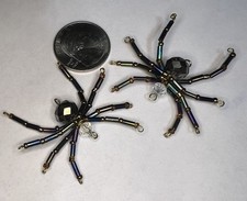 Handmade Beaded Spider Ornament Black Gold Decorative Hanging Sun Catcher