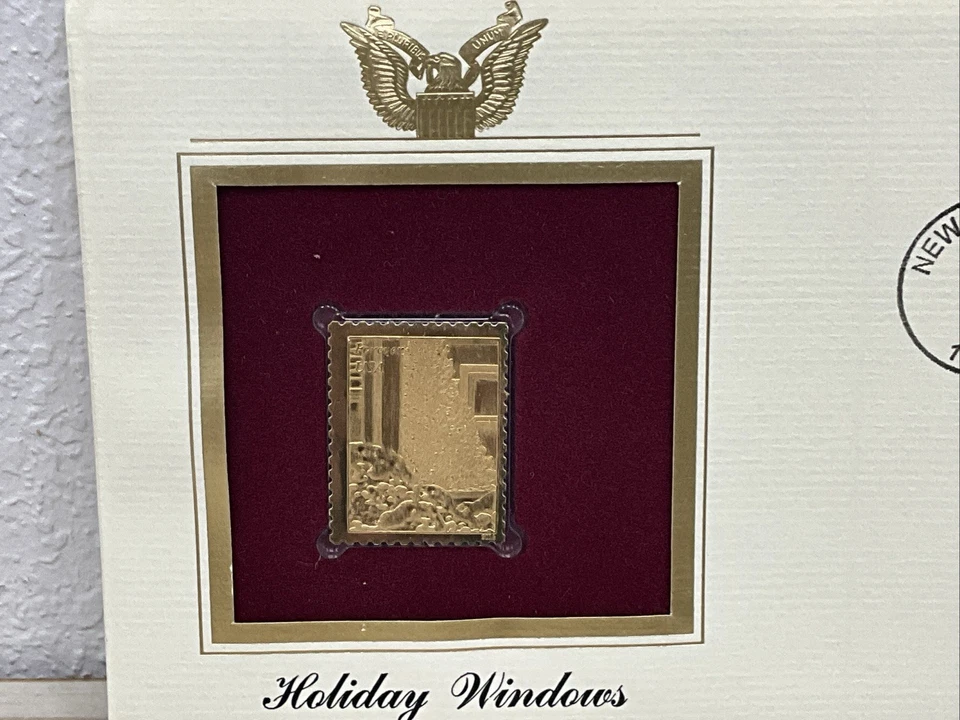 22kt Gold Cover Stamp Replica First Day of Issue Holiday Windows Tree 2016 - Image 3 of 3