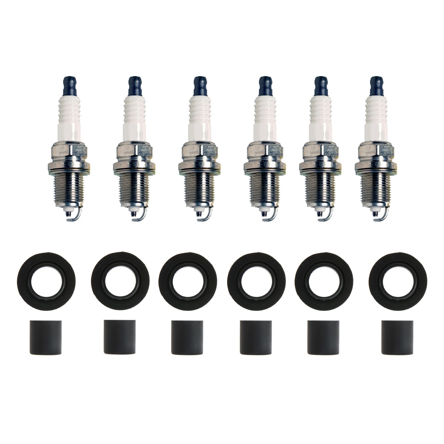 Denso 6 Standard Plugs  NGK Ignition Coil Boot Kit for Honda Pilot Ridgeline V6