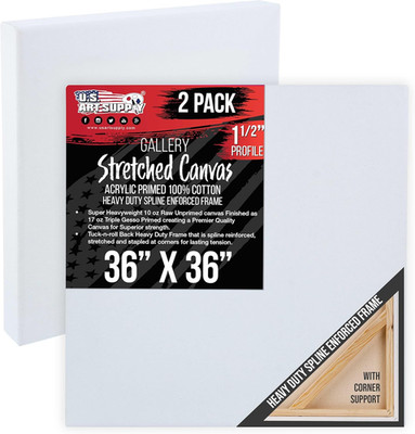 Rectangle Stretched Canvas for Painting 36X36 Inch Gallery Depth 1-1/2'' Thick, 2