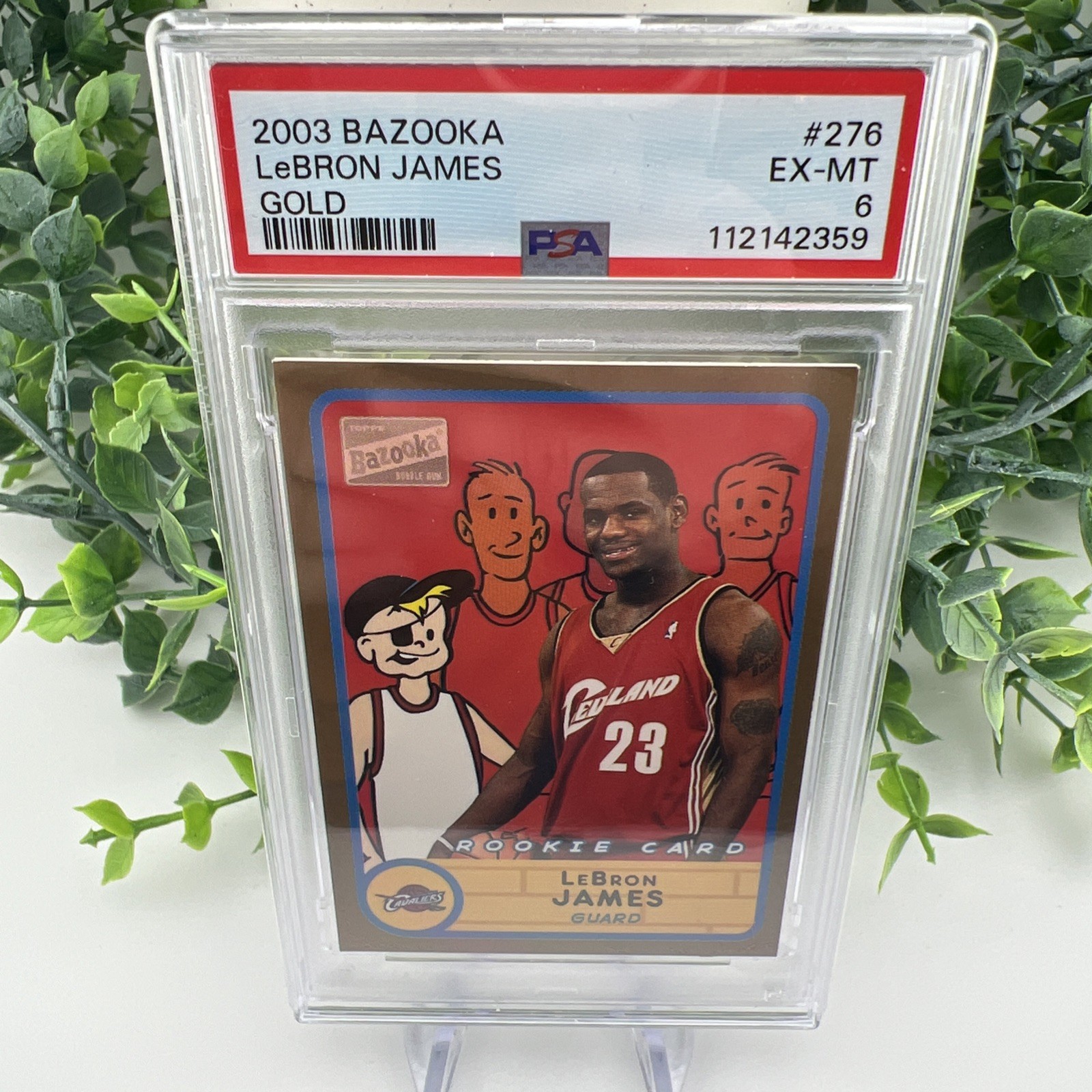 2003 Bazooka LeBRON JAMES #276 Gold Rookie RC CAVALIERS PSA 6 EX-MT Low Pop