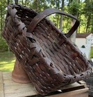 Early American Gathering Splint Basket Bentwood Handle PRIM Antique — photo 8