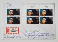 R - Brief - 6 Marken Mi.Nr. 1360 Buddy Holly - von Bonn - London - Retour - 1988