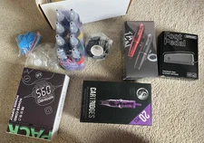 Wormhole Tattoo Kit Gun Needles 8 Colors Ink Power Supply NEW SEALED