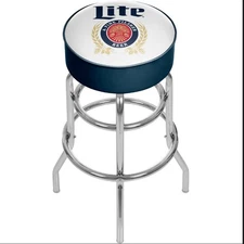 Trademark Global Miller Lite Retro Bar Stool Swivel Chair Foam Padded Seat NEW