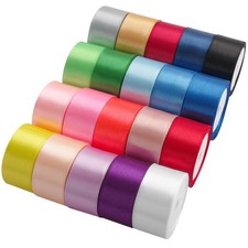 20 Colors 1 Inch Rainbow Solid Double Face Satin Ribbon 5 Yards Each 100 Yds