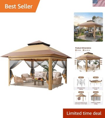 13x13 Pop Up Gazebo, Instant Outdoor Gazebo with Mosquito Netting, Vented Roo...