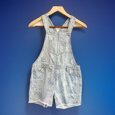 The Childrens Place Paisley Denim Snap Overall Shorts Girls Size 12