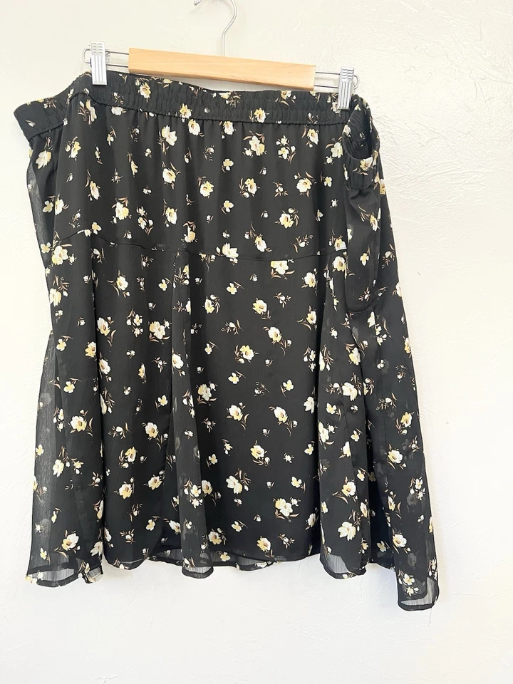 Antigua falda de cabaña azul marino negra floral en capas talla 3X Whimsygoth Fairy Core Foto 4 de 4