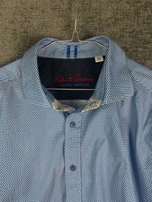 Robert Graham Shirt Mens XL Blue White Diamond Button Up Casual