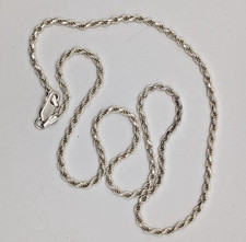 18" Sterling Silver 925 Italian Rope Chain Necklace with Lobster Closure