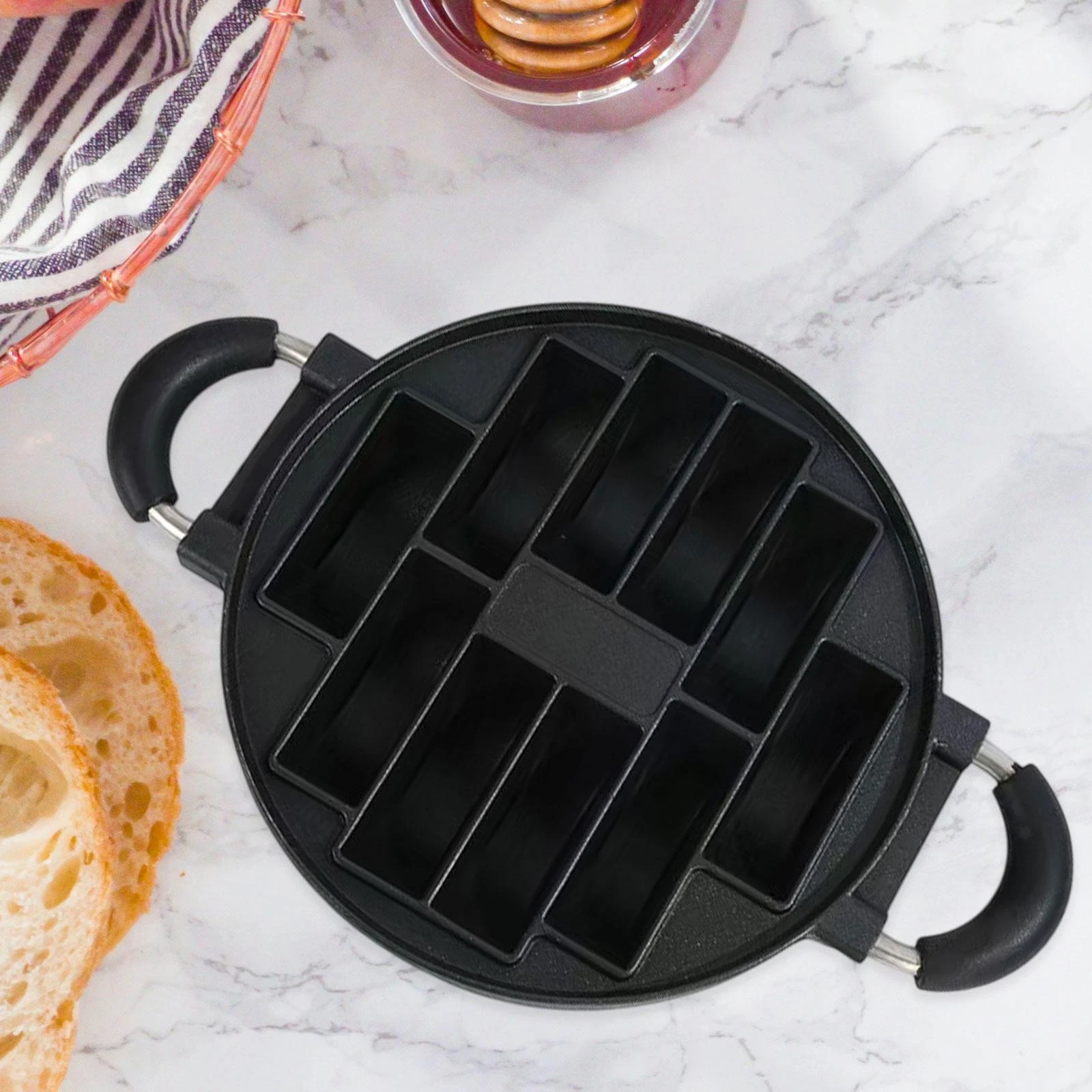 Cookies Baking Pan Cookies Grill Plate 10 Holes with Side Loop Handles Portable