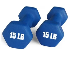 Set of 2 Neoprene Dumbbells Set, Qty 2 15 LB, Anti-Slip Hex shape 1 flaw on each