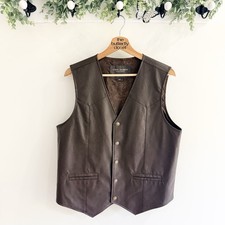 Cody James Boot Barn Faux Leather Snap Front Western Vest Brown Size S YY99