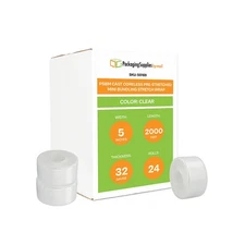 24 Rolls 5"x2000' 32 Gauge Coreless Pre-Stretch Film Hand Shrink Wrap Roll Clear
