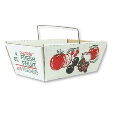 12 Pack – Corrugated 4 Quart Fruit and Vegetable Picking Tray with Metal Hand...