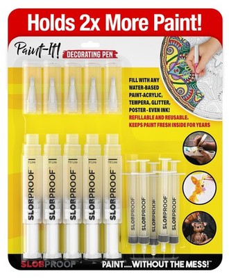 Slobproof Paint It! Dekorierstift, nachfüllbar 1 Stück (5er Pack) 