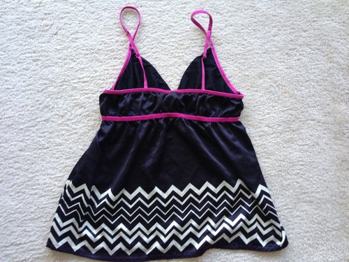Missoni for Target black/cream chevron hot pink stretchy USED S nightie cami top - Picture 4 of 8