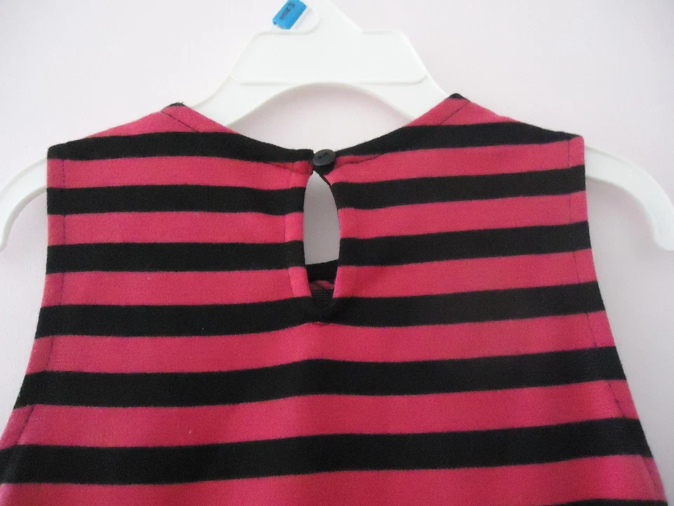  VESTIDO DE VERANO NIÑA ROSA CON RAYAS NEGRAS HECHO POR EDICIONES RARAS / TALLA 4 Foto 4 de 4