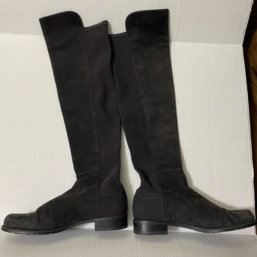 Stuart Weitzman Größe 7 Reserve Overknee Stiefel grau Wildleder Stretch hinten - Bild 3 von 10