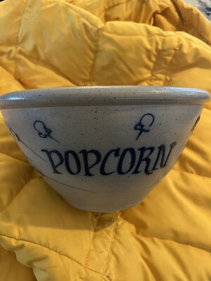 Vintage Rockdale Union Stoneware Popcorn 11  Mixing Bowl 1989 Cambridge WI Fun!