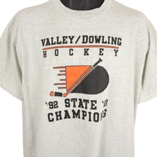 Vintage Valley Dowling Hockey T Shirt Mens Size XL Gray 90s Tigers Made In USA